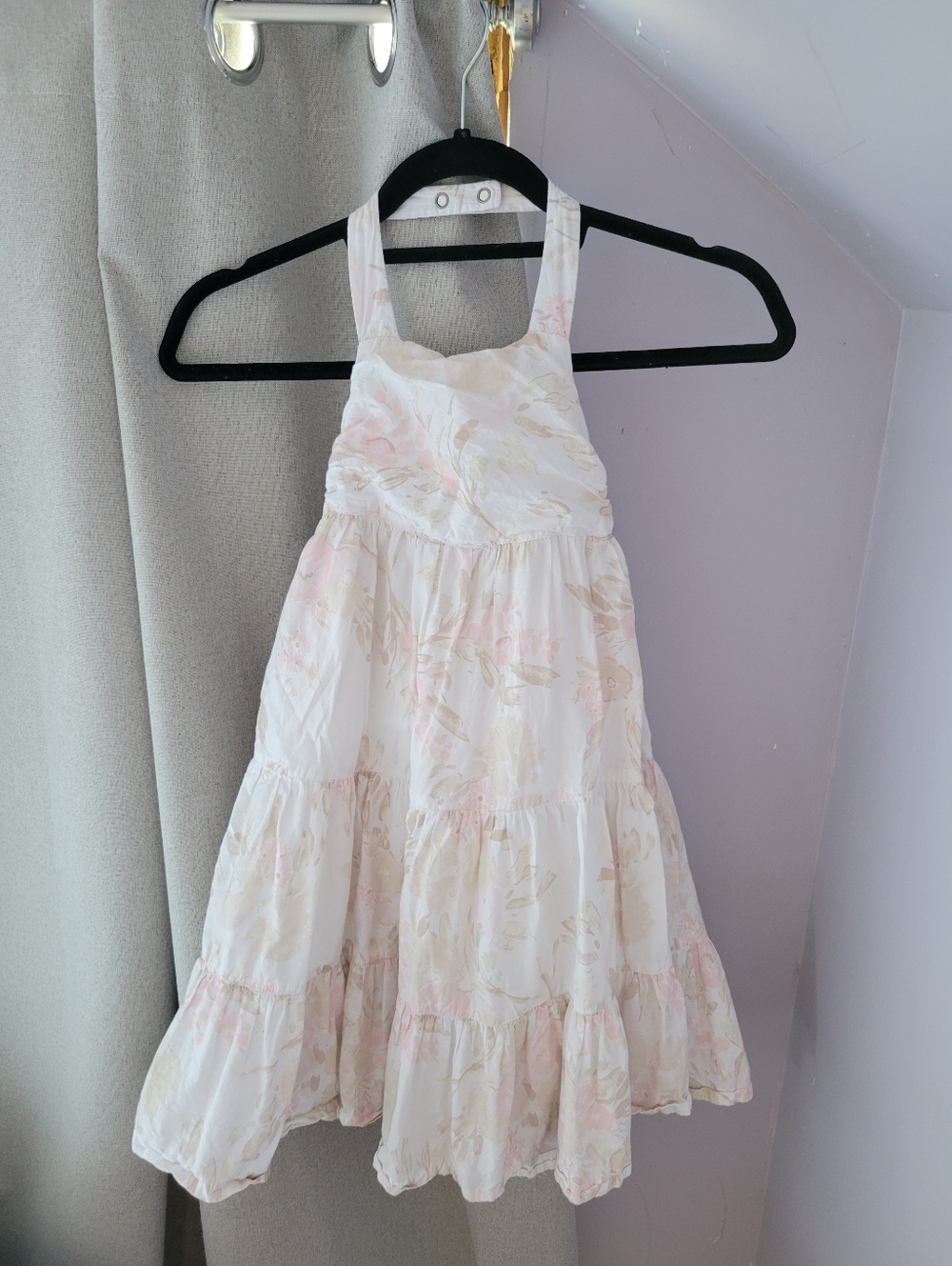 Old Navy White Halter Tiered Floral Dress